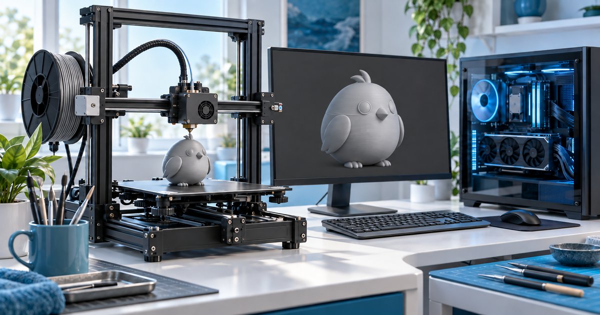 Tripoから書き出した3DモデルをBlenderで整えて3Dプリントするイメージ図